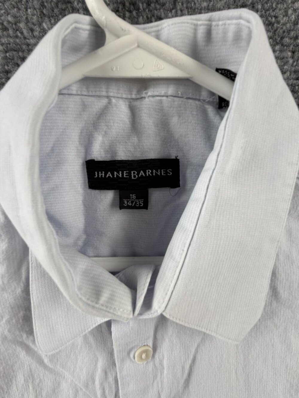 Jhane Barnes Point 16 34/35 Cotton Blue Pocket Solid Men Shirt Button Up Adult - Picture 3 of 10